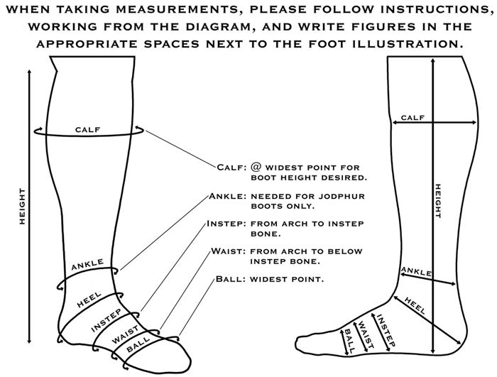 CABOOTS Sizing & Measurements Measurement Instructions CABOOTS
